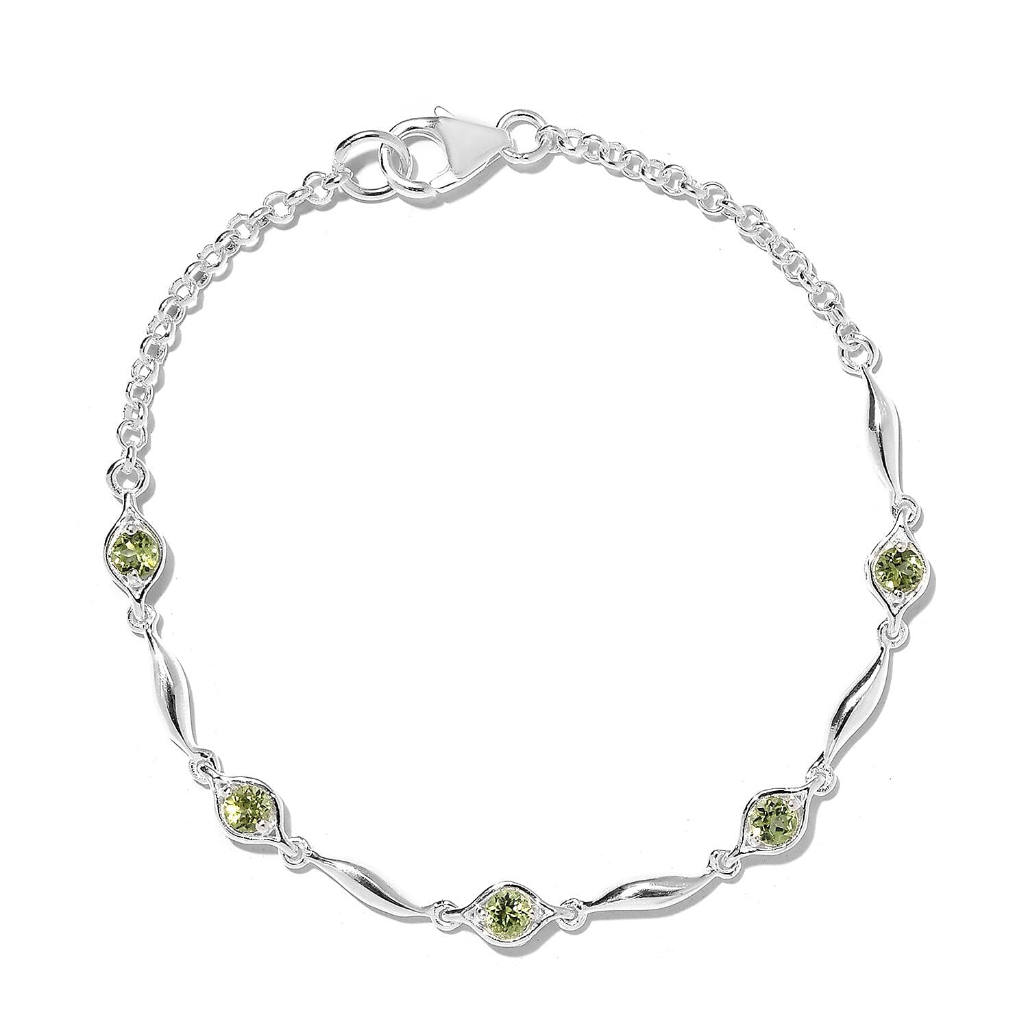 D'Joy Peridot 1.00 ctw Station Bracelet in Sterling Silver (7.25 In)