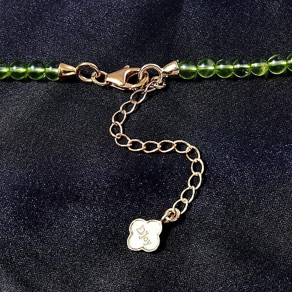 D'Joy Peridot Beaded Graduated Necklace 18-20 Inches In Vermeil Yellow Gold Over Sterling Silver 100.00 Ctw