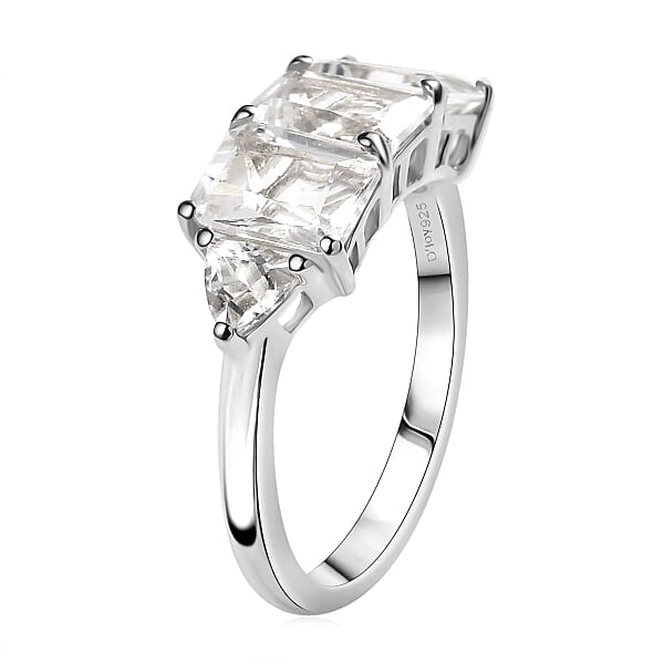 D'Joy Petalite 2.70 Ctw Trilogy Ring In Rhodium Over Sterling Silver