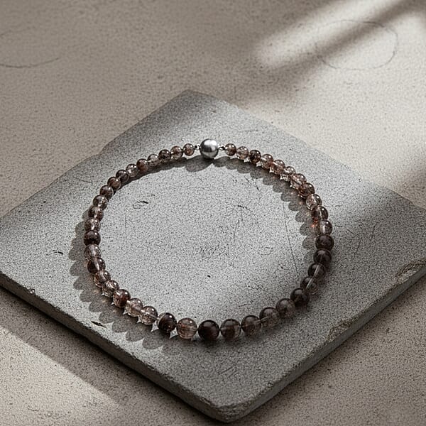 D'Joy Phantom Quartz Beaded 450.00 Ctw Necklace 20 Inches In Rhodium Over Sterling Silver