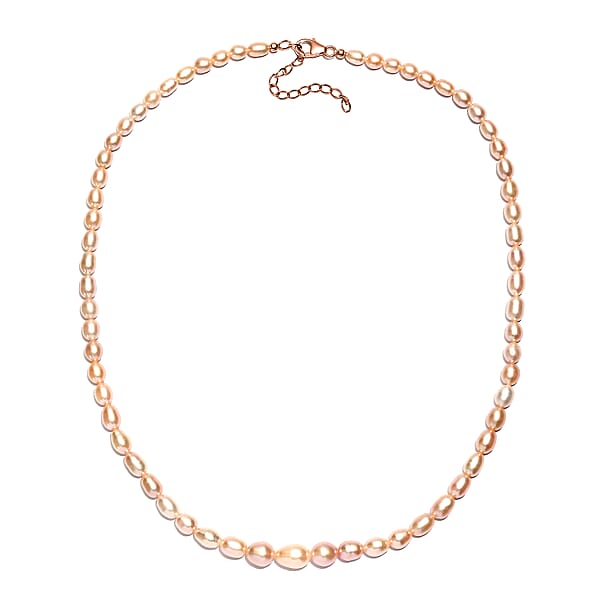 D'Joy Pink Freshwater Pearl Necklace In 18K Vermeil Rose Gold Over Sterling Silver 18 Inches