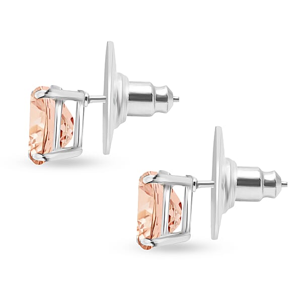 D'Joy Pink Morganite 2.60 Ctw Solitaire Stud Earrings In Platinum Over Sterling Silver (Del. In 10-12 Days)
