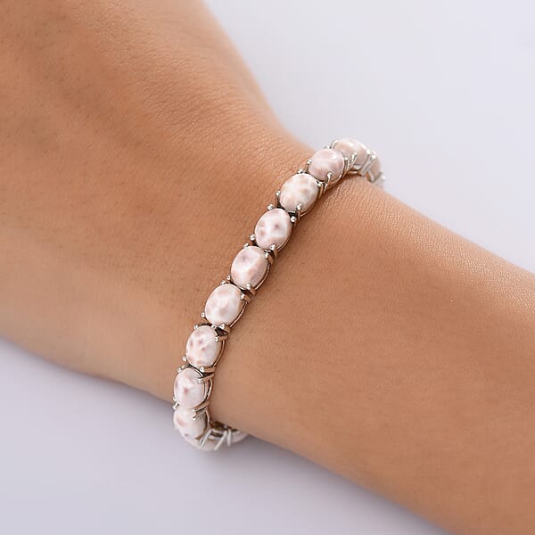 D'Joy Pink Natrolite 23.50 Ctw Turtle Bracelet In Rhodium Over Sterling Silver (8.00 In)