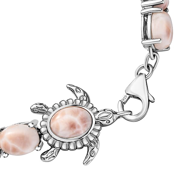 D'Joy Pink Natrolite 23.50 Ctw Turtle Bracelet In Rhodium Over Sterling Silver (8.00 In)