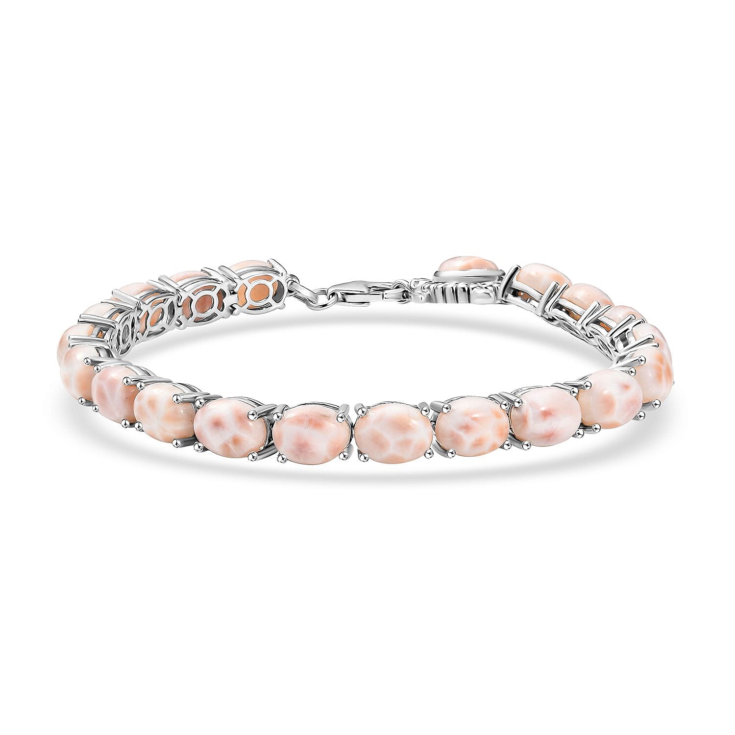 D'Joy Pink Natrolite 23.50 ctw Turtle Bracelet in Rhodium Over Sterling Silver (7.25 In)