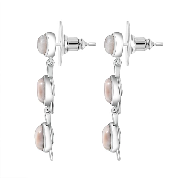 D'Joy Pink Natrolite 6.70 Ctw Turtle Earrings In Platinum Over Sterling Silver