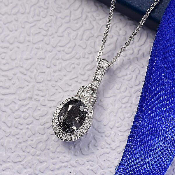 D'Joy Platinum Spinel Moissanite Shadow Empress Pendant Necklace (20 Inches) In Rhodium Over Sterling Silver 1.75 Ctw
