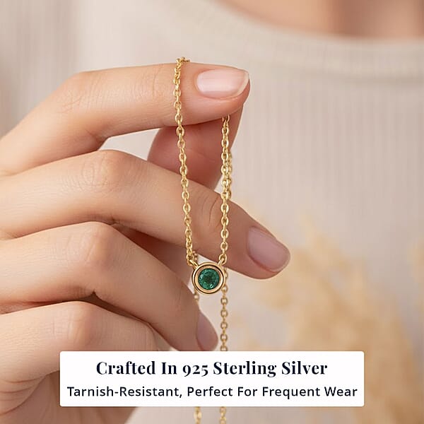 D'Joy Poke Free Kagem Zambian Emerald 0.30 Ctw Necklace 18 Inches In 18K Vermeil Yellow Gold Over Sterling Silver