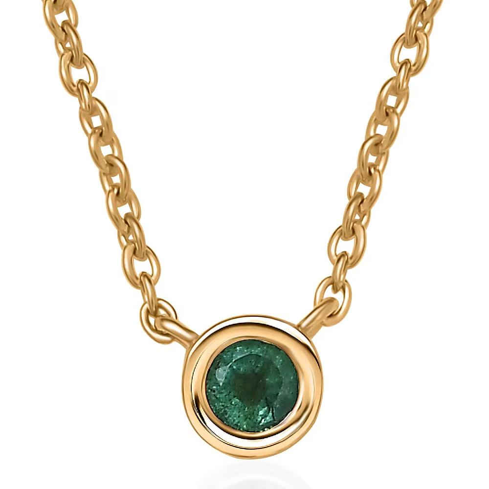 D'Joy Poke Free Kagem Zambian Emerald 0.30 ctw Necklace 18 Inches in 18K Vermeil Yellow Gold Over Sterling Silver