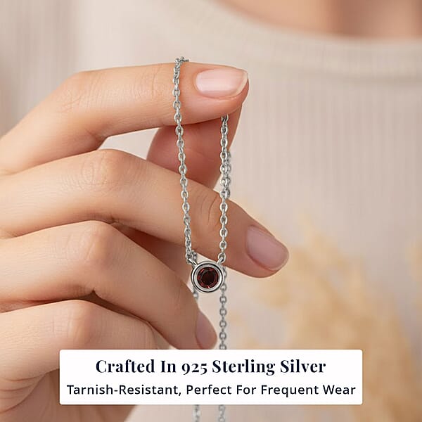 D'Joy Poke Free Mozambique Garnet 0.35 Ctw Necklace 18 Inches In Rhodium Over Sterling Silver