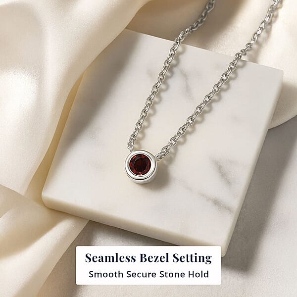D'Joy Poke Free Mozambique Garnet 0.35 Ctw Necklace 18 Inches In Rhodium Over Sterling Silver