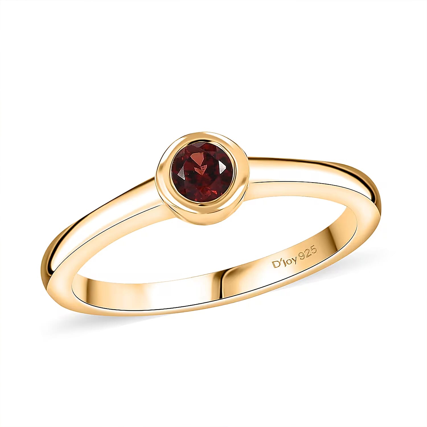 D'Joy Poke Free Mozambique Garnet 0.35 ctw Solitaire Ring in 18K Vermeil Yellow Gold Over Sterling Silver