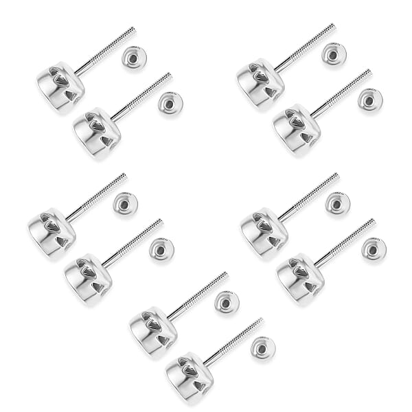D'Joy Poke Free Multi Gemstone 2.50 Ctw Set Of 5 Solitaire Stud Earrings In 18K Vermeil Yellow Gold Over Sterling Silver