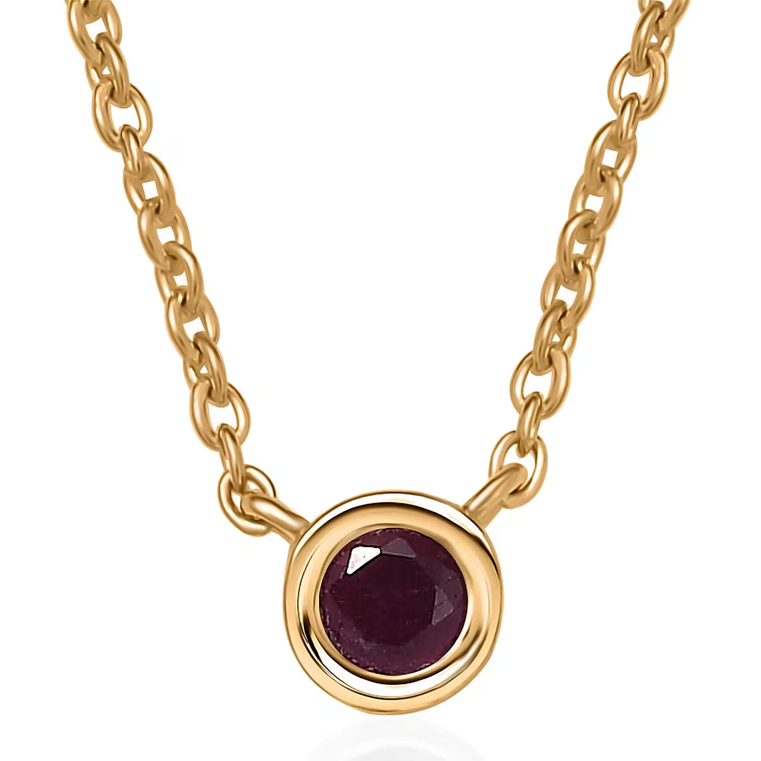 D'Joy Poke Free Niassa Ruby (FF) 0.35 ctw Necklace 18 Inches in 18K Vermeil Yellow Gold Over Sterling Silver