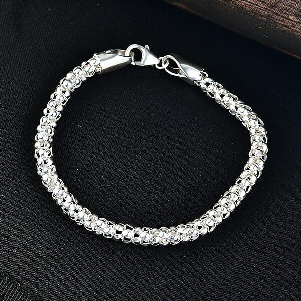 D'Joy Popcorn Bead Chain Bracelet In Sterling Silver (7.25 In) 8.90 Grams