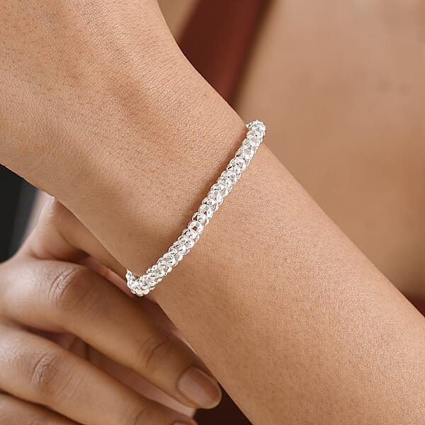 D'Joy Popcorn Bead Chain Bracelet In Sterling Silver (7.25 In) 8.90 Grams