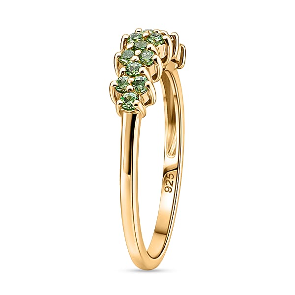 D'Joy Premium Ambanja Demantoid Garnet 0.65 Ctw Nature’s Flame Band Ring In 18K Vermeil Yellow Gold Over Sterling Silver