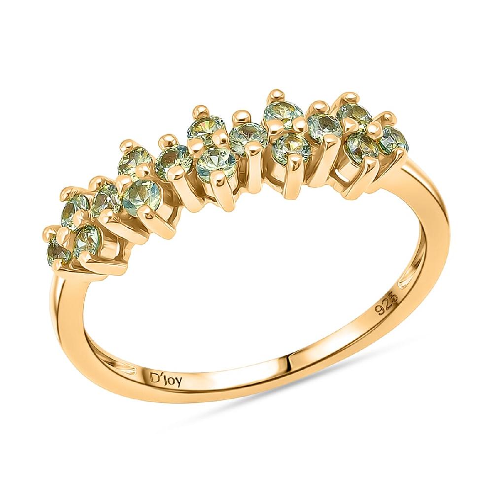 D'Joy Premium Ambanja Demantoid Garnet 0.65 ctw Nature’s Flame Band Ring in 18K Vermeil Yellow Gold Over Sterling Silver