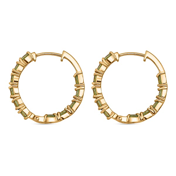 D'Joy Premium Ambanja Demantoid Garnet 5.10 Ctw Greenfire Tennis Hoop Earrings In 18K Vermeil Yellow Gold Over Sterling Silver (Del. In 8-10 Days)