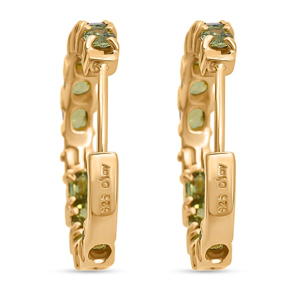 D'Joy Premium Ambanja Demantoid Garnet 5.10 Ctw Greenfire Tennis Hoop Earrings In 18K Vermeil Yellow Gold Over Sterling Silver (Del. In 8-10 Days)