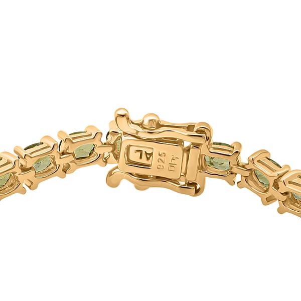 D'Joy Premium Ambanja Demantoid Garnet 9.65 Ctw Greenfire Tennis Bracelet In 18K Vermeil Yellow Gold Over Sterling Silver (7.25 In) (Del. In 8-10 Days)