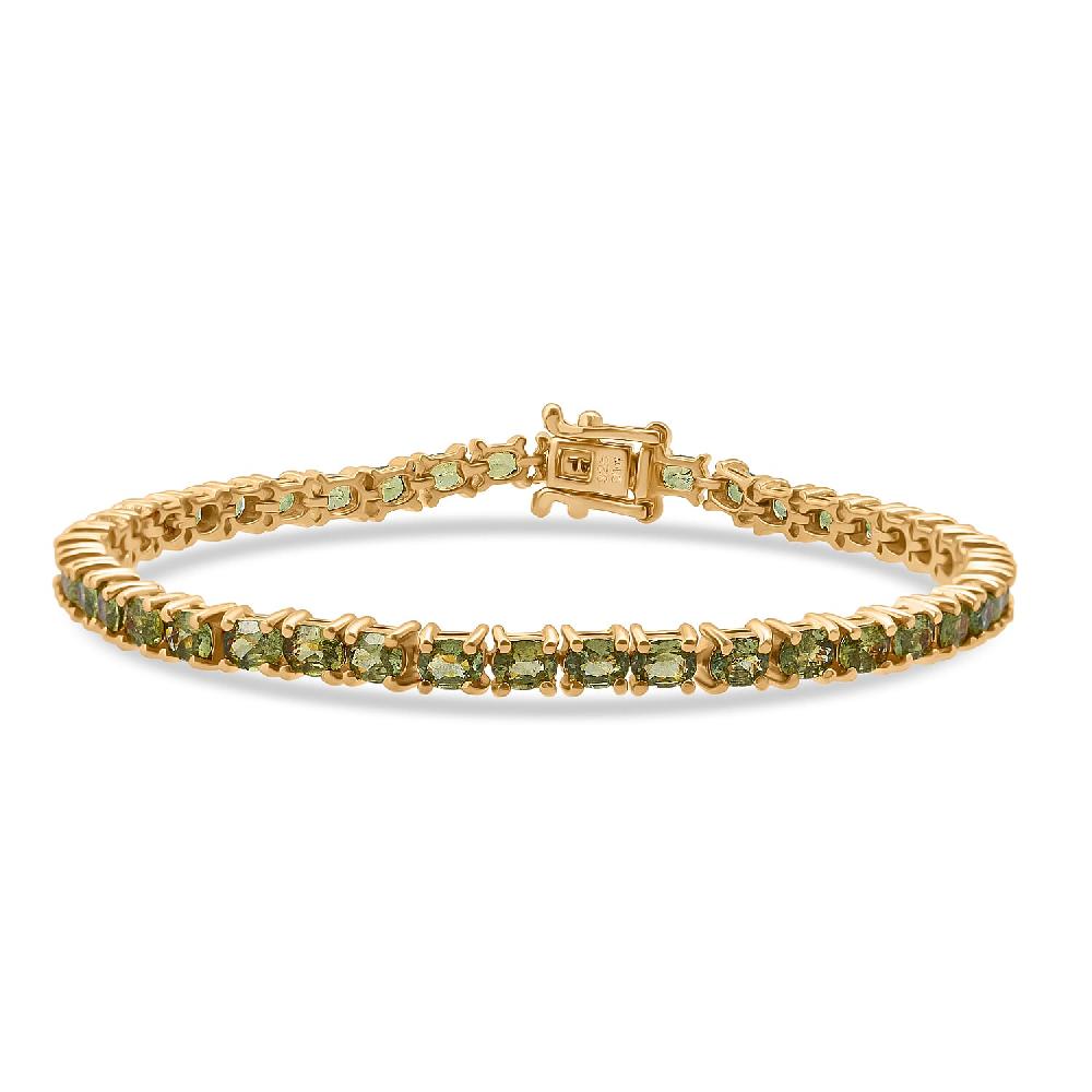D'Joy Premium Ambanja Demantoid Garnet 9.65 ctw Greenfire Tennis Bracelet in 18K Vermeil Yellow Gold Over Sterling Silver (7.25 In) (Del. in 8-10 Days)