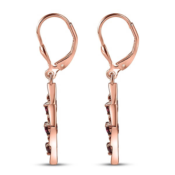 D'Joy Premium Anthill Garnet 0.70 Ctw Lattice Earrings In Brown E-coat Sterling Silver
