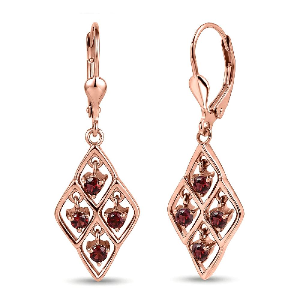 D'Joy Premium Anthill Garnet 0.70 ctw Lattice Earrings in Brown E-coat Sterling Silver