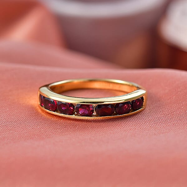 D'Joy Premium Anthill Garnet 1.50 Ctw Eternal Love Ring In 18K Vermeil Yellow Gold Over Sterling Silver (Del. In 5-7 Days)