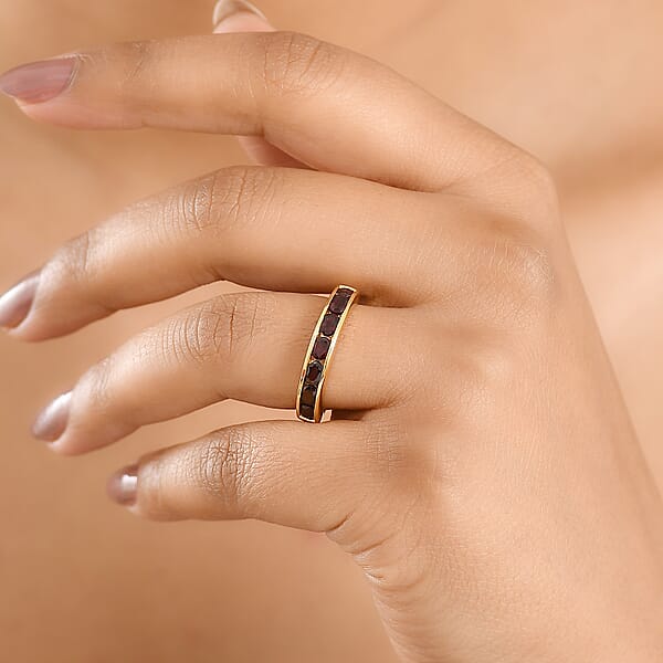 D'Joy Premium Anthill Garnet 1.50 Ctw Eternal Love Ring In 18K Vermeil Yellow Gold Over Sterling Silver (Del. In 5-7 Days)