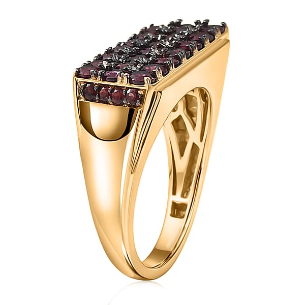 D'Joy Premium Anthill Garnet 2.50 Ctw Men's Ring In 18K Vermeil Yellow Gold Over Sterling Silver