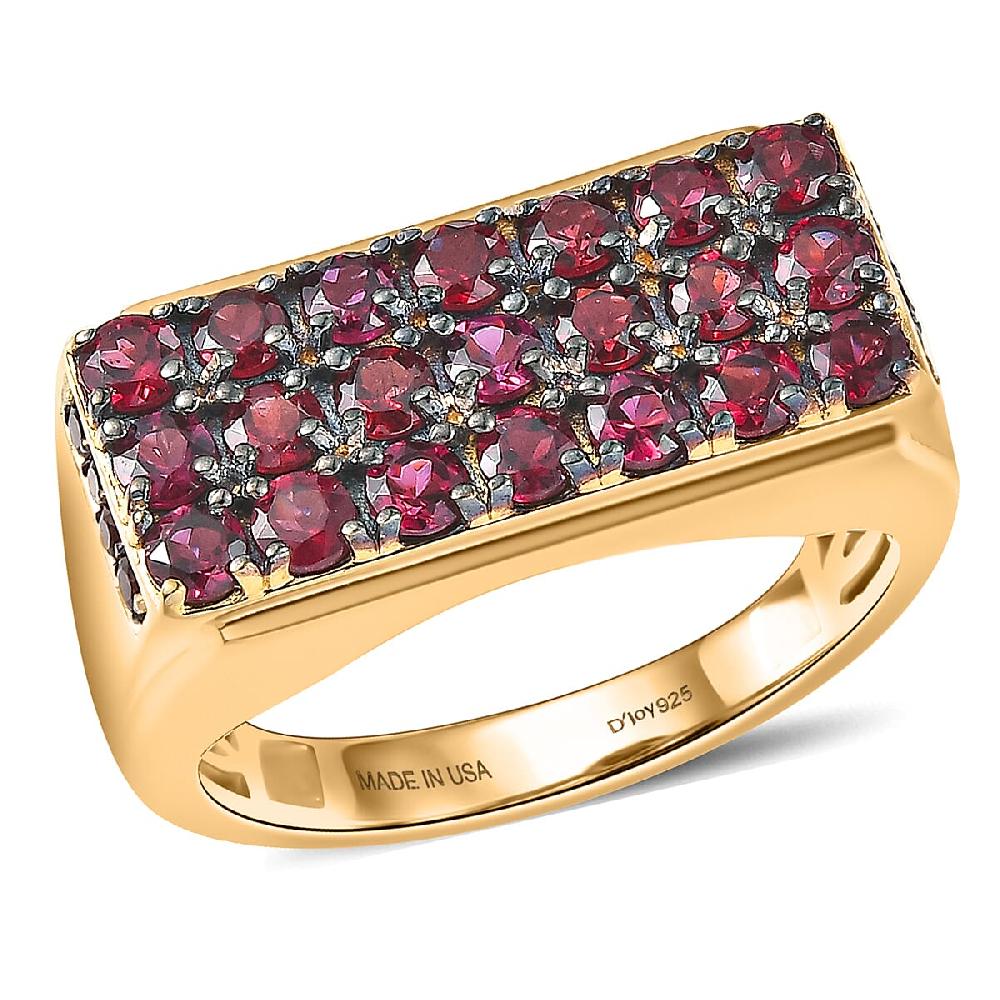 D'Joy Premium Anthill Garnet 2.50 ctw Men's Ring in 18K Vermeil Yellow Gold Over Sterling Silver