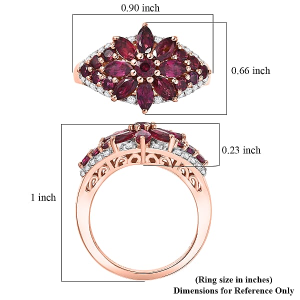 D'Joy Premium Anthill Garnet And Moissanite 2.30 Ctw Floral Embrace Ring In 18K Vermeil Rose Gold Over Sterling Silver (Del. In 5-7 Days)