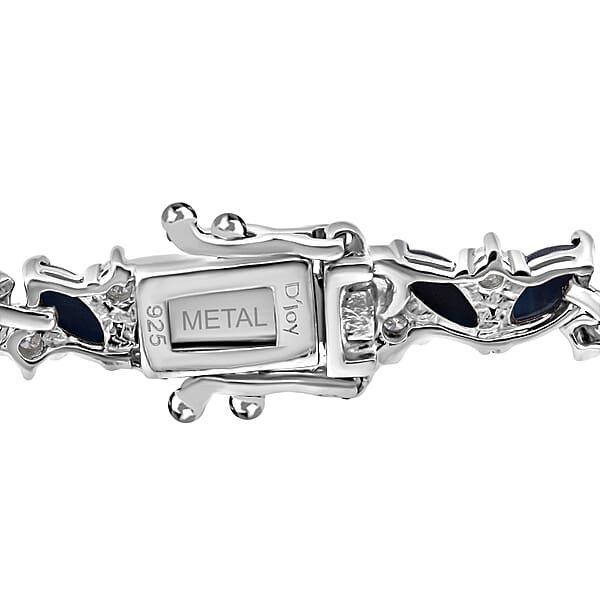 D'Joy Premium Blue Star Sapphire (DF) And Moissanite 12.60 Ctw Celestial Lineage Bracelet In Rhodium Over Sterling Silver (6.50 In)