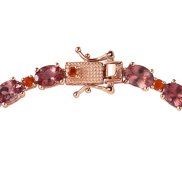 D'Joy Premium Blush Apatite And Jalisco Fire Opal Bracelet In Vermeil Rose Gold Over Sterling Silver (7.25 In) 15.15 Ctw