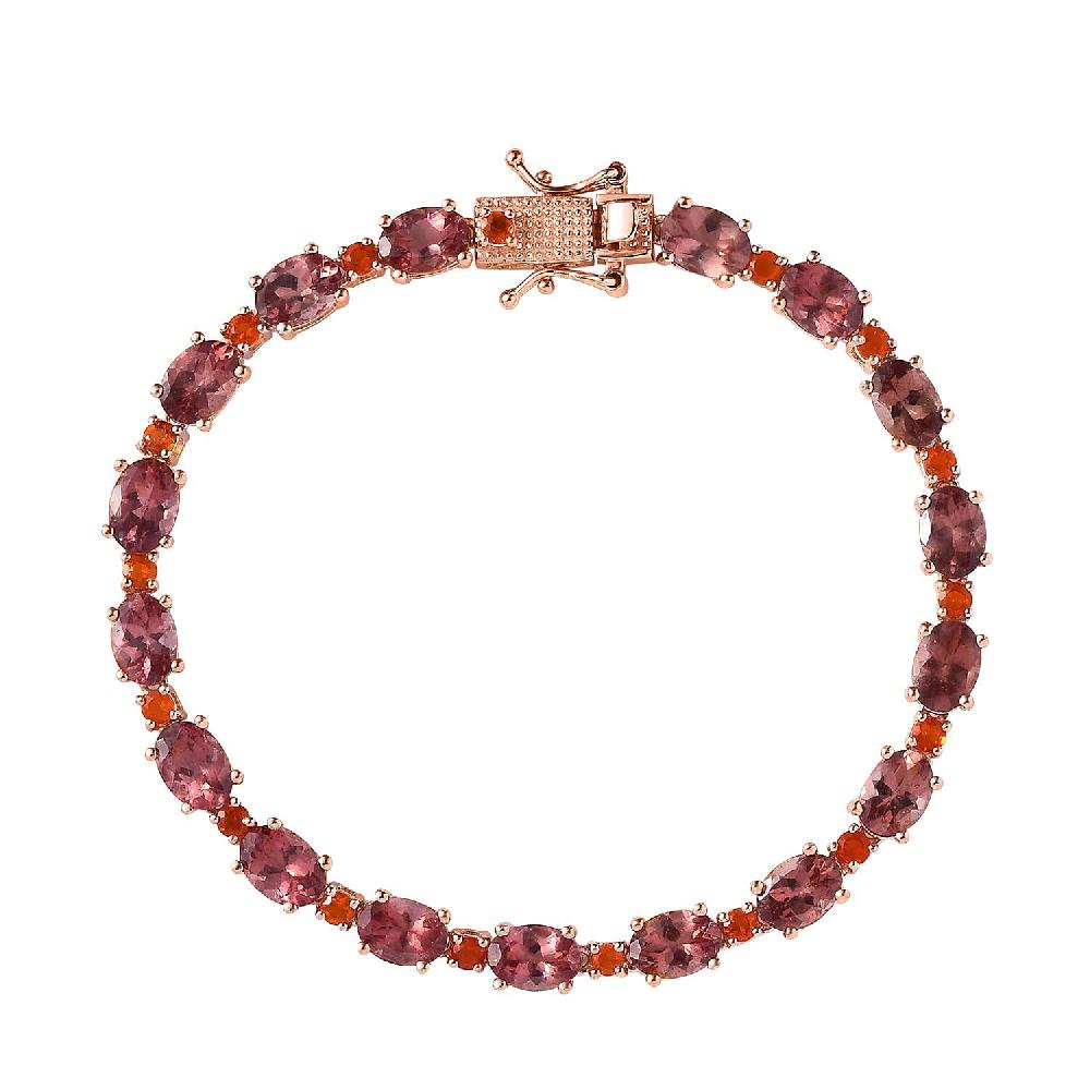 D'Joy Premium Blush Apatite and Jalisco Fire Opal Bracelet in Vermeil Rose Gold Over Sterling Silver (7.25 In) 15.15 ctw