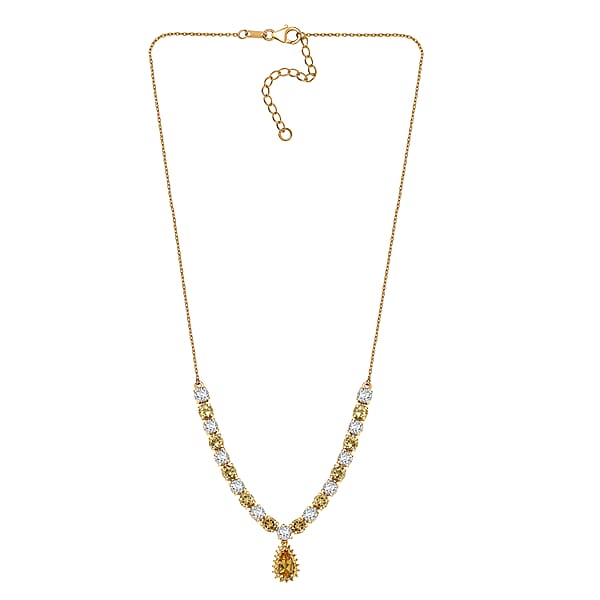 D'Joy Premium Brazilian Heliodor And Multi Gemstone 12.75 Ctw Necklace In 18K Vermeil Yellow Gold Over Sterling Silver 18 Inches