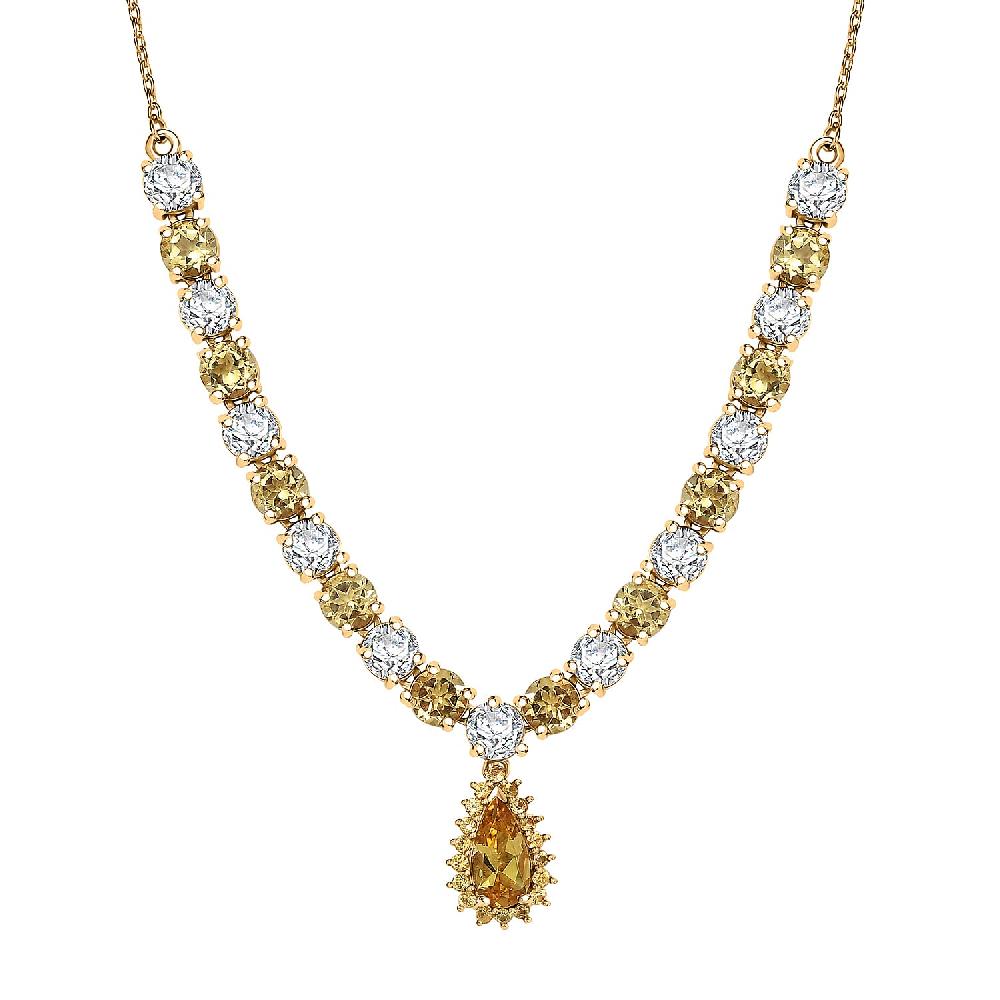 D'Joy Premium Brazilian Heliodor and Multi Gemstone 12.75 ctw Necklace in 18K Vermeil Yellow Gold Over Sterling Silver 18 Inches