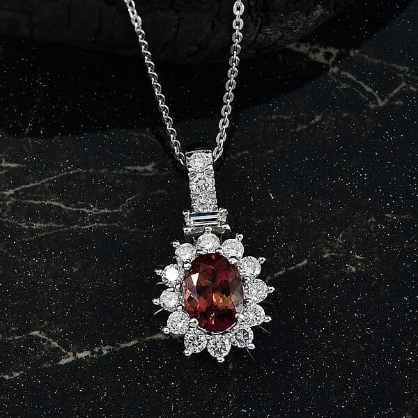D'Joy Premium Byzantine Tourmaline And Luxuriant Lab Grown Diamond 2.10 Ctw Timeless Halo Pendant Necklace 20 Inches In Rhodium Over Sterling Silver