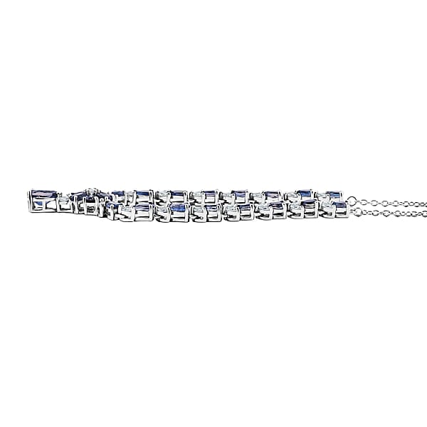 D'Joy Premium Catalina Iolite And Moissanite 4.70 Ctw Royal Serenade Necklace In Rhodium Over Sterling Silver 18 Inches