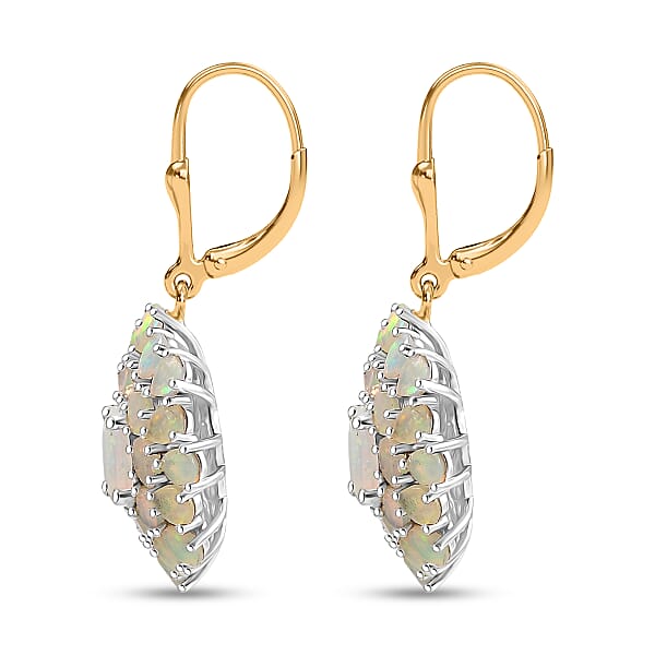 D'Joy Premium Ethiopian Welo Opal 7.25 Ctw Bloom Earrings In 18K Vermeil YG And Rhodium Over Sterling Silver