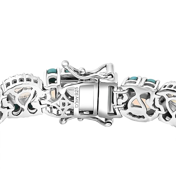 D'Joy Premium Ethiopian Welo Opal And Multi Gemstone 13.25 Ctw Frozen Symphony Bracelet In Rhodium Over Sterling Silver (6.50 In)