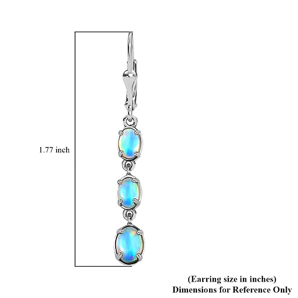 D'Joy Premium Ethiopian Welo Opal Drop Earrings Lever Back Earrings For Women Platinum Over Sterling Silver Dangle Earrings Opal Jewelry 2.25 Ctw