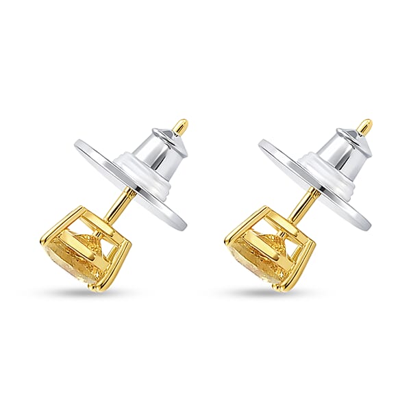 D'Joy Premium Golden Apatite 1.40 Ctw Solitaire Stud Earrings In 18K Vermeil Yellow Gold Over Sterling Silver