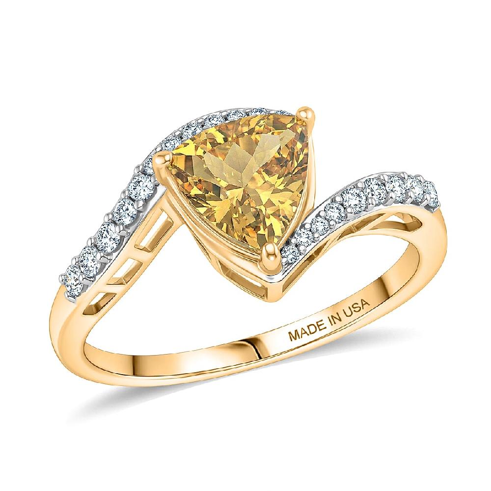 D'Joy Premium Golden Apatite and Moissanite 1.35 ctw Lightwave Ring in 18K Yellow Gold Over Sterling Silver