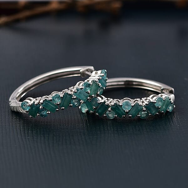 D'Joy Premium Grandidierite 2.50 Ctw Art Deco Earrings In Rhodium Over Sterling Silver