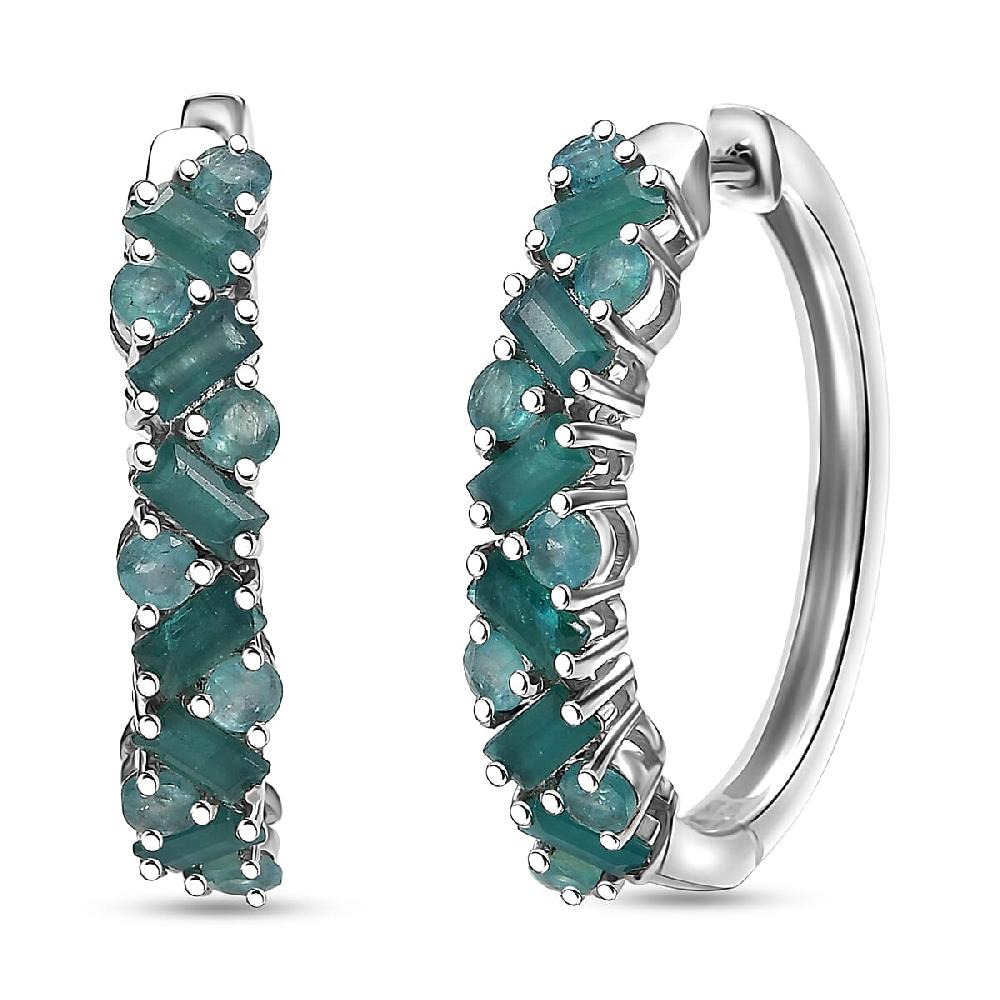 D'Joy Premium Grandidierite 2.50 ctw Art Deco Earrings in Rhodium Over Sterling Silver