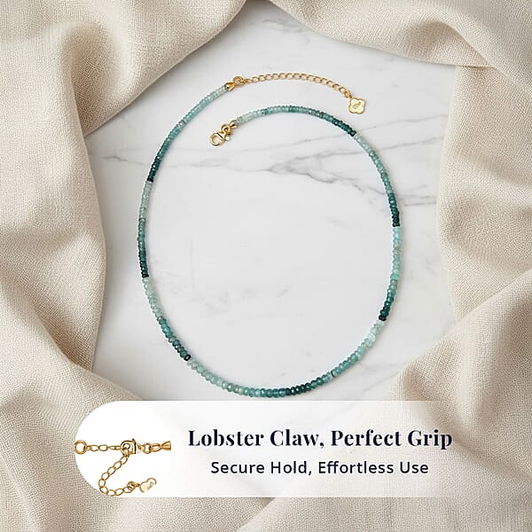 D'Joy Premium Grandidierite 58.00 Ctw Beaded Necklace In 18K Vermeil Yellow Gold Over Sterling Silver 18-20 Inches