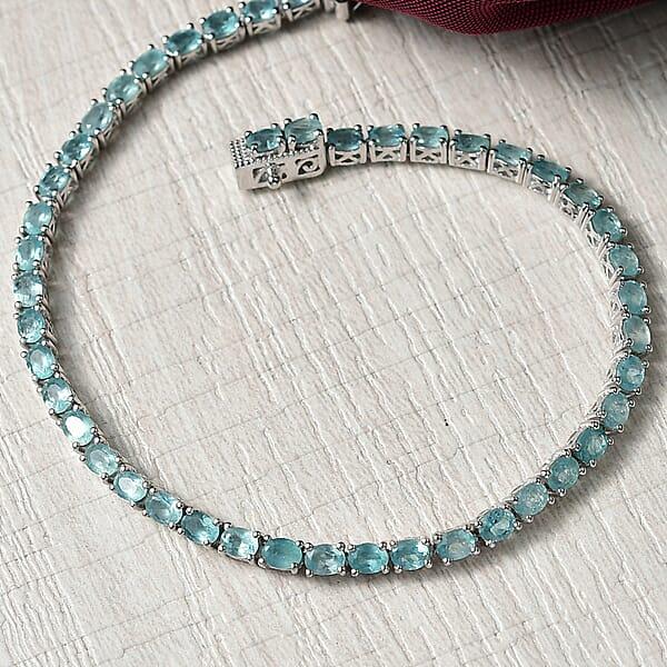 D'Joy Premium Grandidierite 8.25 Ctw Tennis Bracelet In Rhodium Over Sterling Silver (8.00 In)
