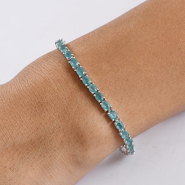D'Joy Premium Grandidierite 8.25 Ctw Tennis Bracelet In Rhodium Over Sterling Silver (8.00 In)